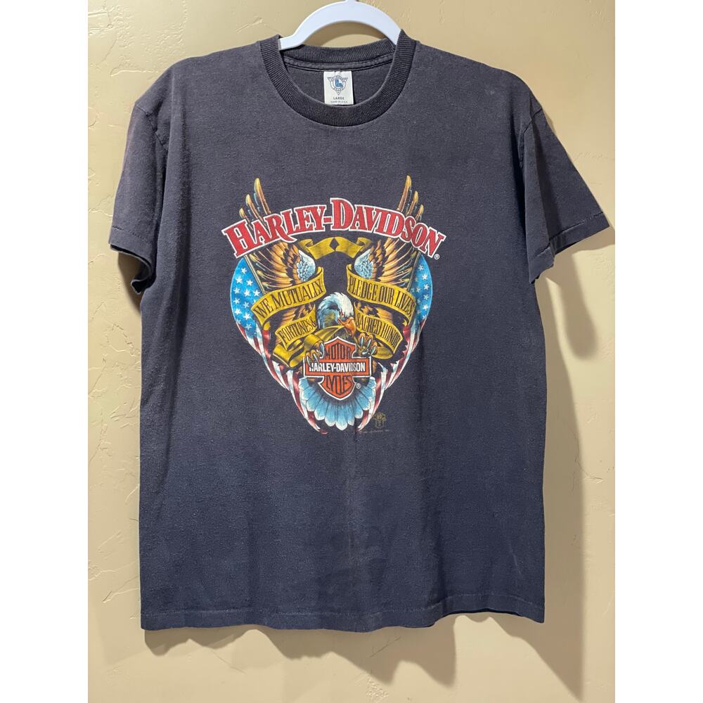 Vintage 1988 Harley Davidson “We Mutually Pledge Our Lives” Tee Size Large